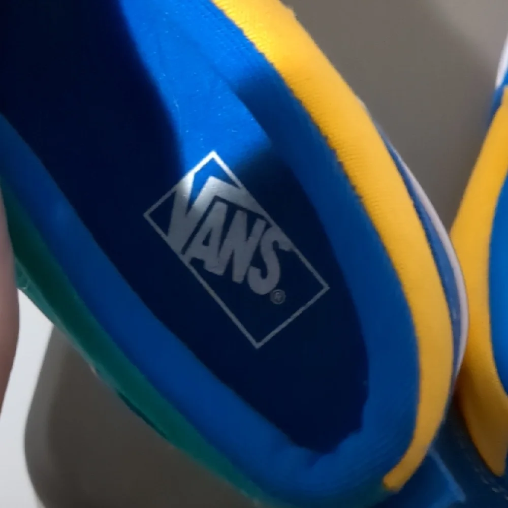 Vans Kids Slip-On Sneakers Blue Green Yellow Size 7 Skate Shoes